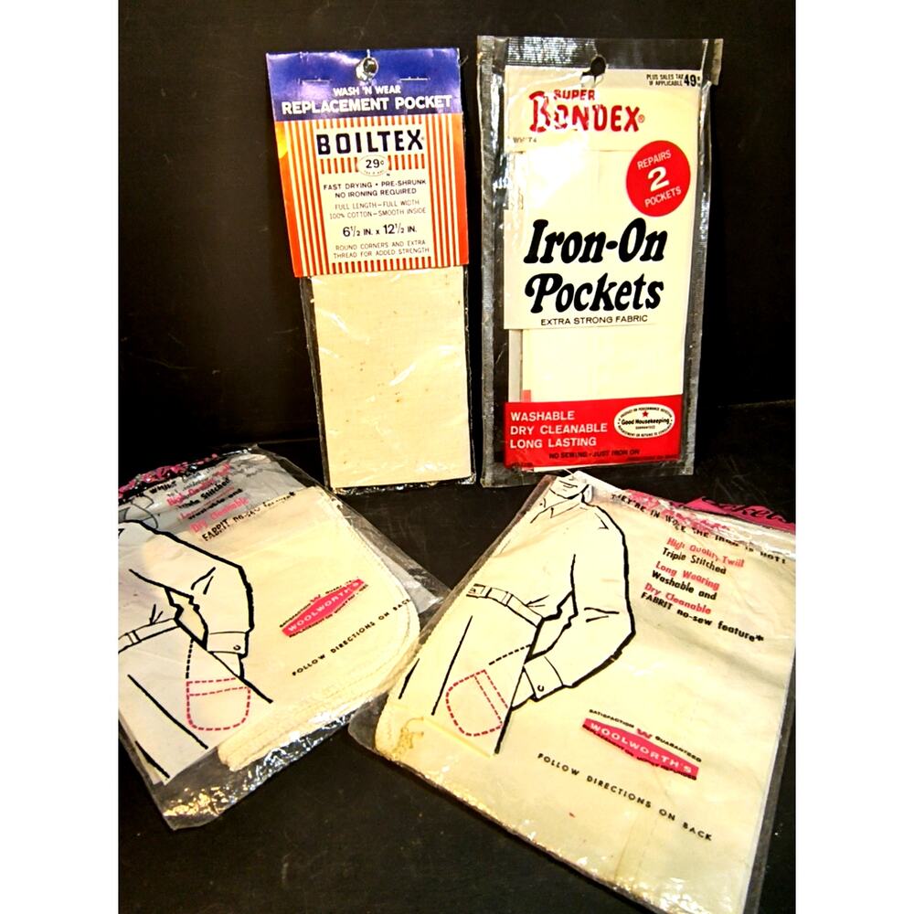 2180. Variety of Pocket Replacements Woolworths Bondex Boiltex NOS Vintage Open